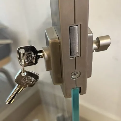 Commercial locksmith service in Leeds performing a high-security lock change for a local retail store.