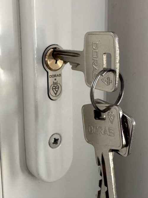Professional lock change in Leeds featuring a high-security 1-star British Standard cylinder.